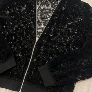 Zara Black Lace Bomber Jacket